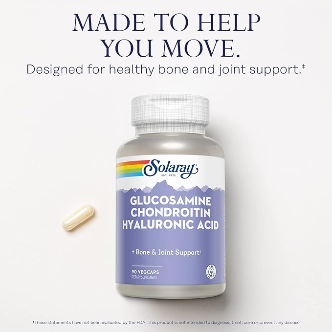 SOLARAY Glucosamine Chondroitin and Hyaluronic Acid 1500mg/1000mg/20mg 90 Capsules