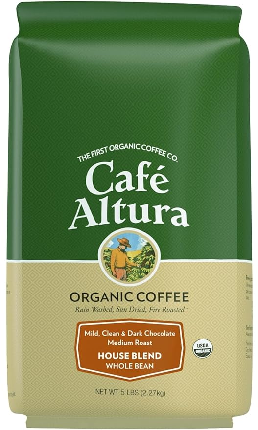 Cafe Altura Whole Bean Organic Coffee House Blend 5 lb Bag