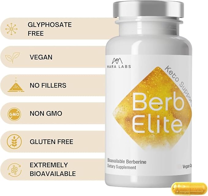 Mara Labs BerbElite | 350mg Berberine HCL &amp Broccoli Seed Complex for Increase Bioavailability | 30 Vegan Capsules
