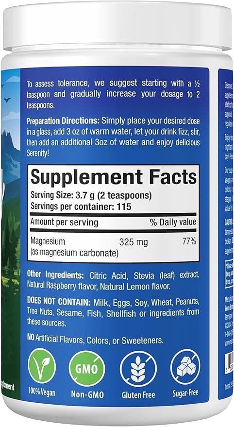 Nature's Perfect Night Melatonin 20mg Quick Dissolve Mixed Berry 180 Count with Serenity Magnesium Powder 15 oz Lemon Raspberry