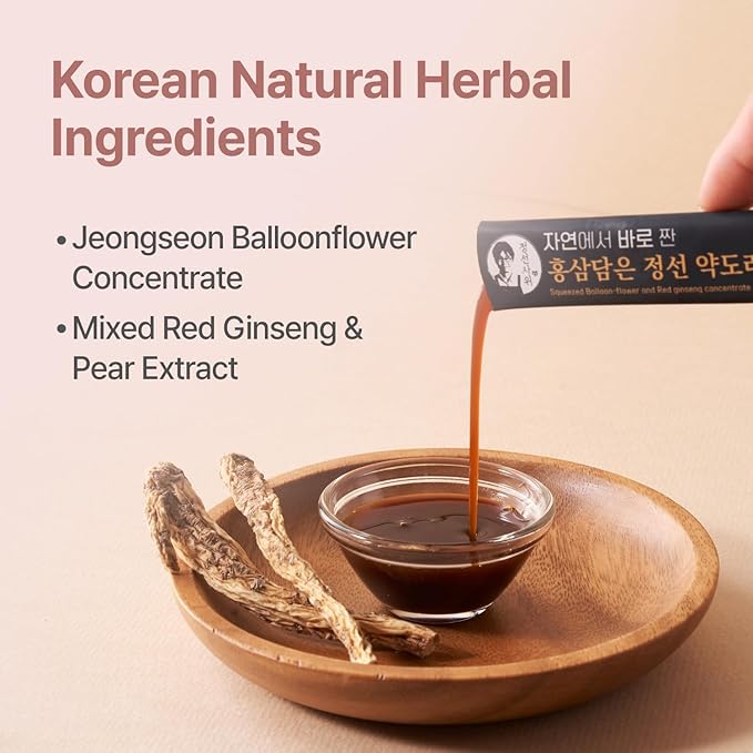 Korean Bellflower Root &amp Red Ginseng Concentrated Liquid Extract Sticks (Doraji) 10g x 30 Sticks (300g)