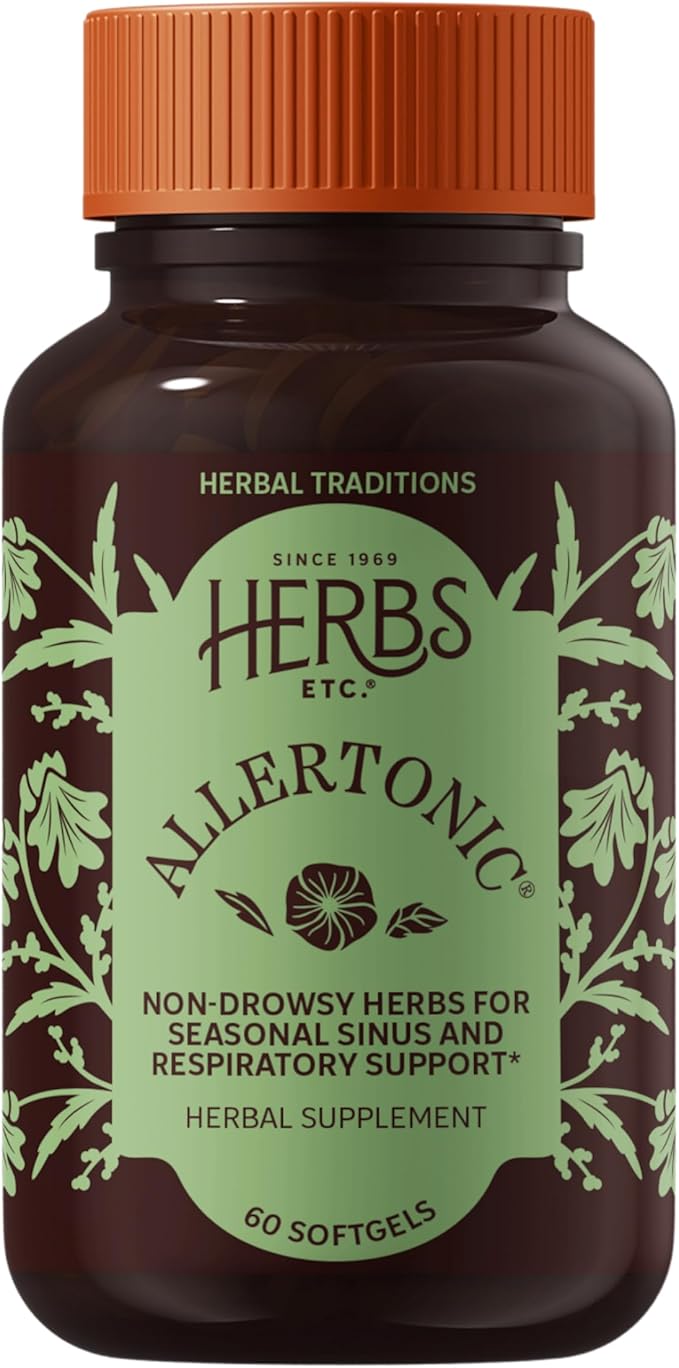 Herbs Etc. Allertonic - Healthy Breathing Support - Herbal Blend to Aid Against Seasonal Discomfort - Lung &amp Respiratory Health Support with Stinging Nettle - 60 Softgels (60 Servings)