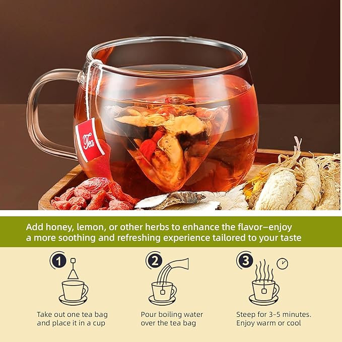 Ginseng Six Treasures Tea Traditional Herbal Kidney Tea Formula Ginseng Six Treasure Tea Bags Natural Kidney Cleanse Tea Bags for Women &amp Men Ginseng Six Treasure Tea（2Pack/50Bags）