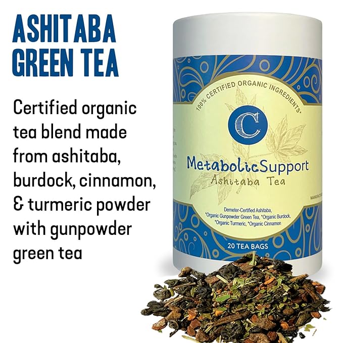 Dr. Cowan’s Garden Organic Ashitaba Green Tea - 20 Teabags - Metabolic Support Herbal Tea Bags with Turmeric Powder Calming Digestive Support for Health &amp Well-Being Ashitaba Herbs Grown in the