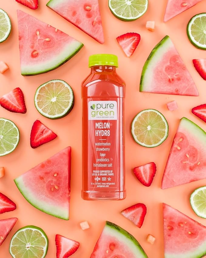 Pure Green Cold Pressed Juice - Performance Pack - Fresh Functional Blend Natural Gluten Free Non-GMO No Artificial Colors or Flavors - Made from Real Fruits &amp Veggies (12 Pack)