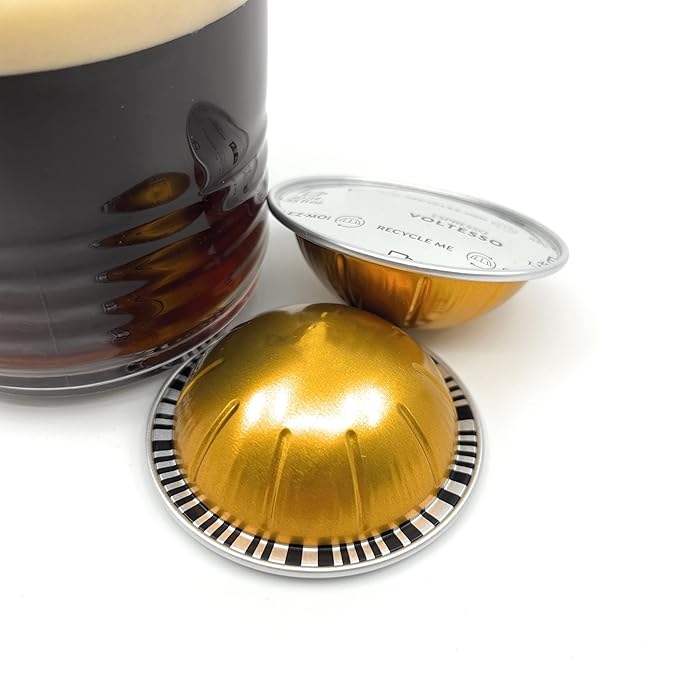 Voltesso Ristretto &amp Espresso Light &amp Sweet Coffee Pods Capsules Pods Brews 40 ml / 1.35 oz- 10 pods Pack of 1 (10 Voltesso)