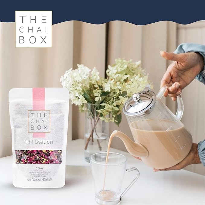 The Chai Box Loose Leaf Rose Tea - Featured in Oprah's Favorite Things | Caffeinated Black Tea with Rose Petals &amp Cardamom (Pack of 1) 2.5 oz | Makes 25 Cups | Small Batch Loose Leaf Tea with Whol