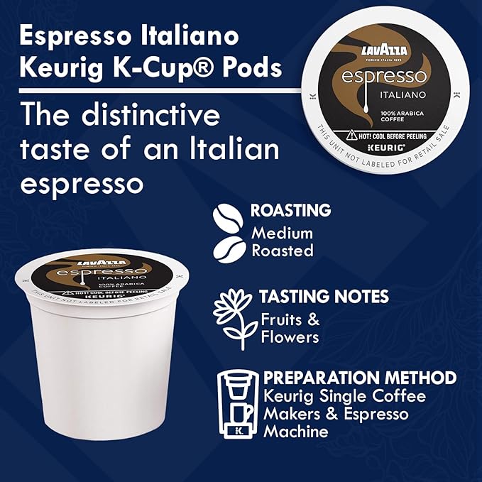 Lavazza K-Cups Variety Pack - Espresso-Italiano-Classico Medium Roast Espresso Pods Intense Flavor with Dried Fruit Notes Keurig Compatible - 24 each