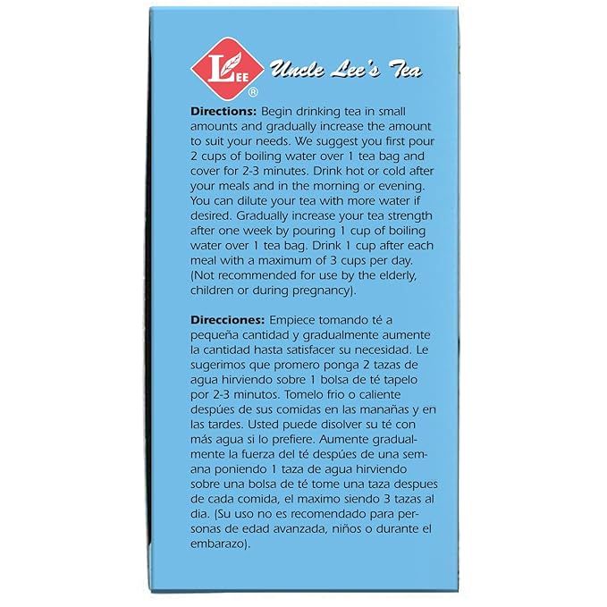 Uncle Lee’s Body Slim Dieters Tea Detox &amp Slimming Tea Senna Bitter Orange Cinnamon Flavor &amp Chicory Root Natural Laxative Caffeine-Free Herbal Tea Bags 30 Count Ea (Pack of 6)