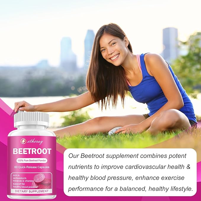 Beet Root Capsules - 1300mg Organic Pure Beetroot Beets Powder 60 Capsules-30 Days Supply | Natural &amp Vegan Supplement