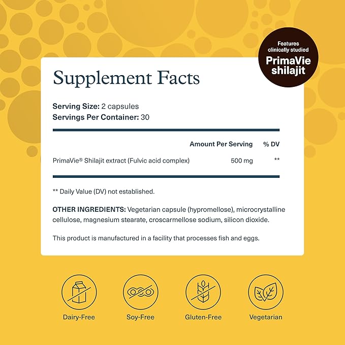 Youtheory Shilajit - PrimaVie Himalayan Shilajit Capsules - Supports Energy Stamina &amp Endurance* - Gluten Free - 60 Capsules (30-Day Supply)