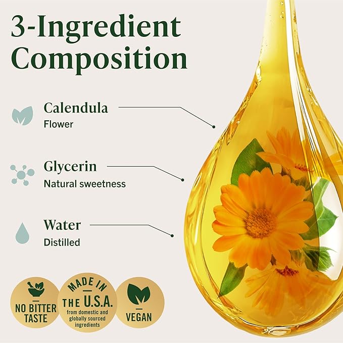 HERBAMAMA Calendula Tincture - Vegan Antioxidant &amp Detox Support with Calendula Extract Drops - Non-GMO Alcohol &amp Sugar-Free Liquid Supplement 42-Day Supply