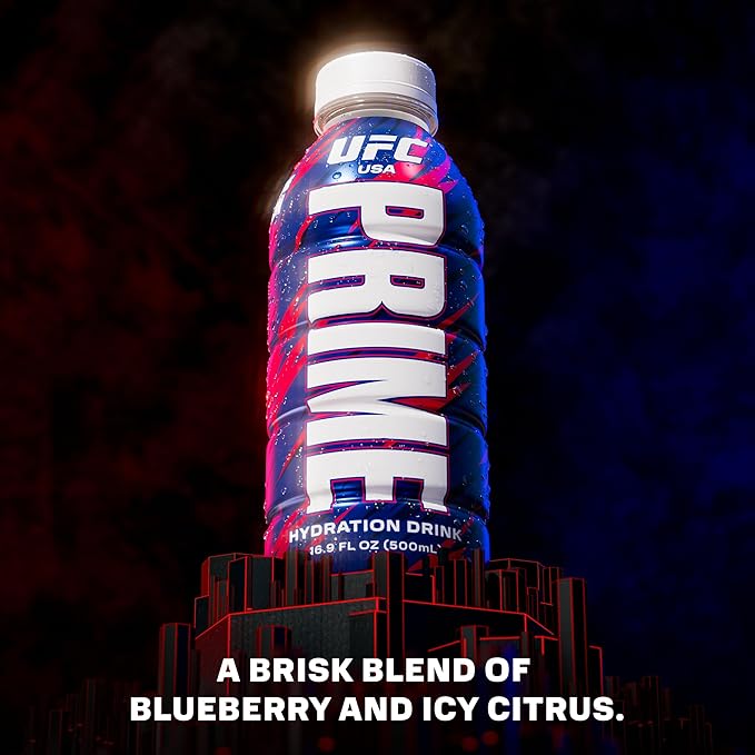 PRIME Hydration UFC Sports Drinks Electrolyte Enhanced for Replenishing Fluids 250mg BCAAs B Vitamins Antioxidants Low Sugar 16.9 Fl Oz 12 Pack