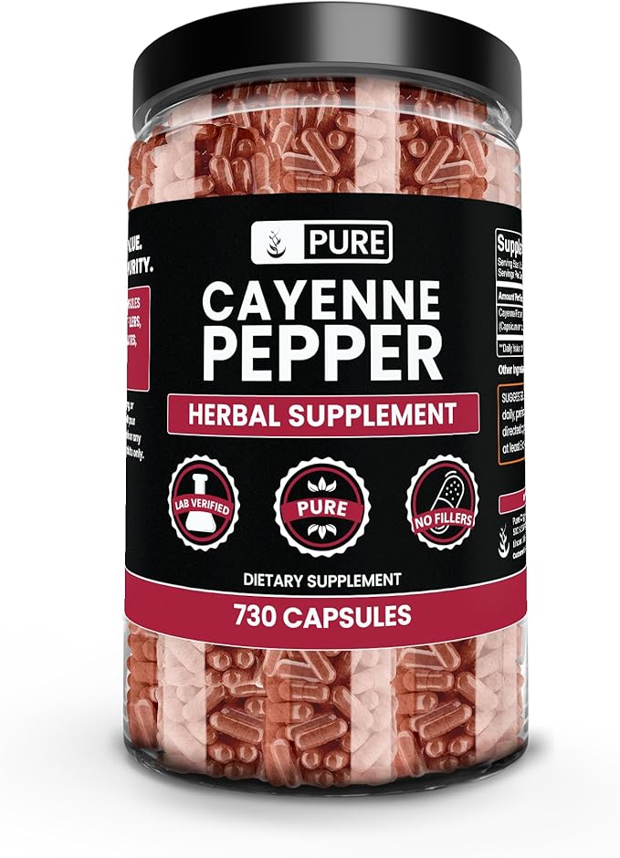 PURE ORIGINAL INGREDIENTS Cayenne Pepper (730 Capsules) No Magnesium Or Rice Fillers Pure Lab Verified