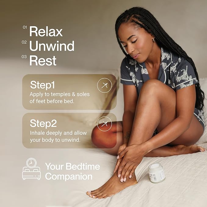 Sleep Aid Magnesium Cream - Valerian Root &amp Passionflower for Calm - Natural Night Balm for Anxiety &amp Restful Sleep - With Lavender Oil for Calm Before Bed and Evening Relaxation