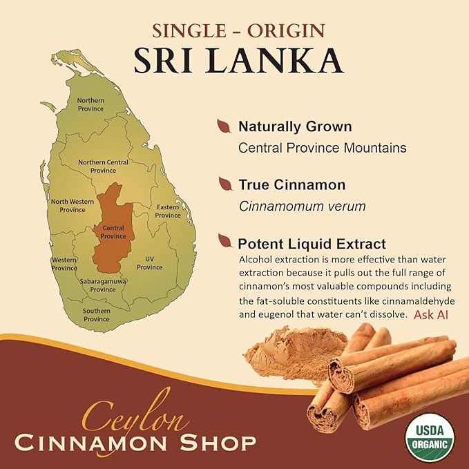 Ceylon Cinnamon Shop CinnaGold™ Organic Ceylon Cinnamon (100% Certified) Supplement High-Potency Liquid Extract 4 oz. – Super Antioxidant