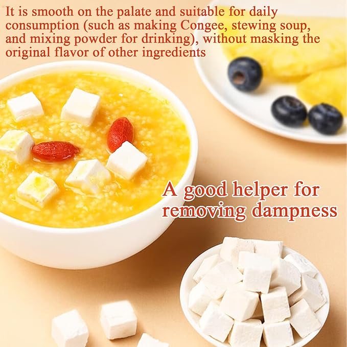 Poria Cocos Tea Fu Ling 17.64oz/500g Chinese Herbal Ingredient for Beverage Soup Porridge &amp Baking White Poria Cocos 茯苓 茯苓块