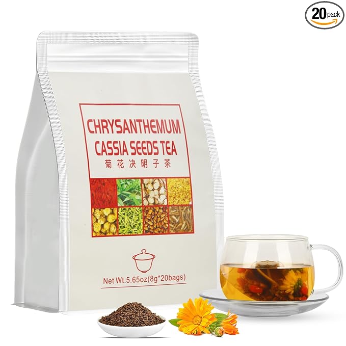 Liver Detox TeaChrysanthemum Cassia Seeds Tea Bags(160g 8gX20Bags) Honeysuckle Chinese wolf-berry Sweet-scented Osmanthus Burdock Root Combination of Floral Tea 菊花决明子茶包