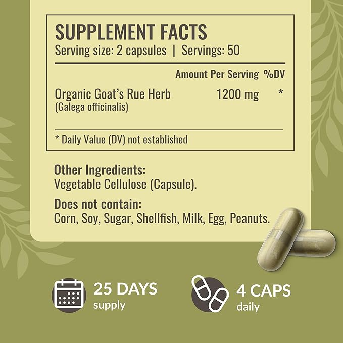 HERBAMAMA Goat's Rue Capsules - 1200mg Galega Officinalis for Mother's Breast Milk Lactation Support - Vegan Non-GMO Goats Rue Herb Lactation Supplement