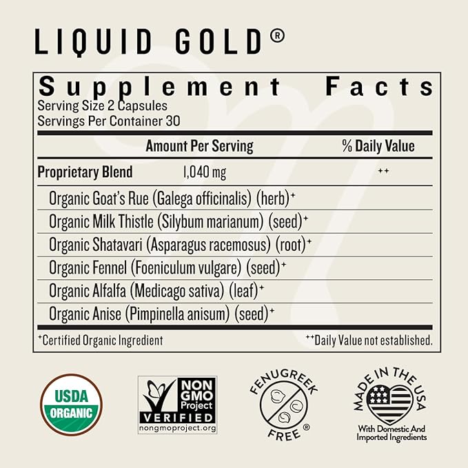Legendairy Milk Liquid Gold Lactation Support | Lactation Supplement with Organic Goats Rue Milk Thistle Shatavari Fennel Alfalfa &amp Anise | Breastfeeding Supplements 60 Count