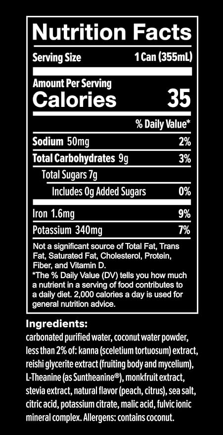 Soulfire 12oz 4pk Kanna Social Elixir | Non-Alcoholic Sparkling Beverage | Adaptogen Nootropic Kanna Extract Drink w/ Reishi L-Theanine Coconut Water &amp Electrolytes | Clean Functional Healthy Na