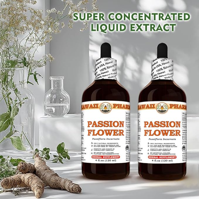 Hawaii Pharm Passion Flower Extract Tincture for Calm and Sleep Support Soothes Digestive Discomfort Promotes Relaxation Encourages Emotional Balance - 2 fl.oz
