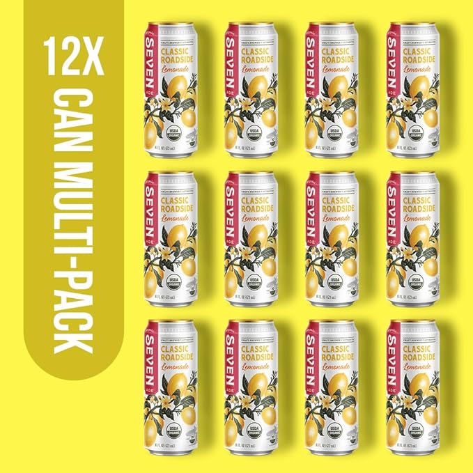 SevenTeas Classic Lemonade 16 OZ (Pack of 12 Cans) Organic