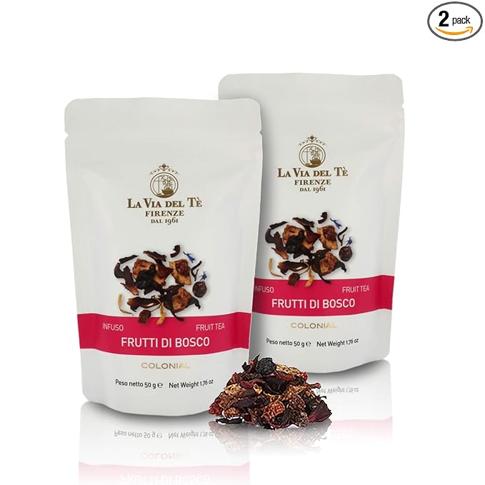 La Via del Te Berry Infusion Wild Berry-Flavoured Herbal Tea Pouch 50g / 1.76oz (Pack of 2 Pieces)