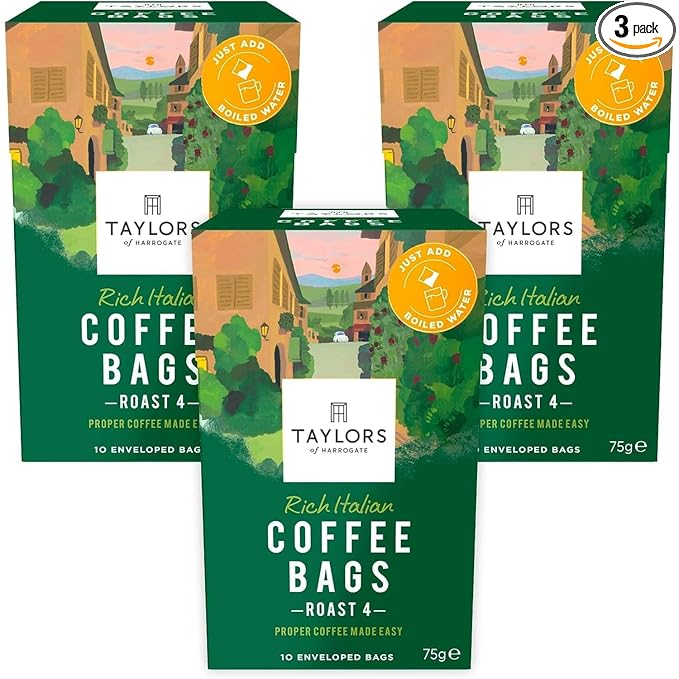 Taylors of Harrogate Rich Italian Coffee Bags (30 Enveloped Bags 3 Packs of 10)