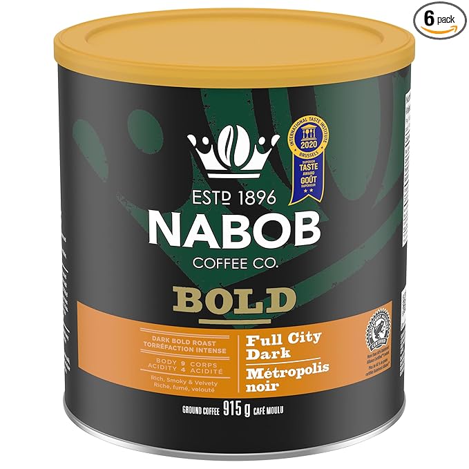 NABOB Full City Dark Ground Coffee 915g/32.27 Ounces Pack of 6 {Imported from Canada}