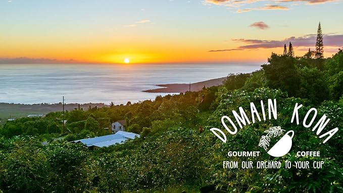 100% Kona Coffee – Whole Bean Medium roast Single estate gourmet coffee 8 ounces Farm fresh roasted from Domain Kona Coffee