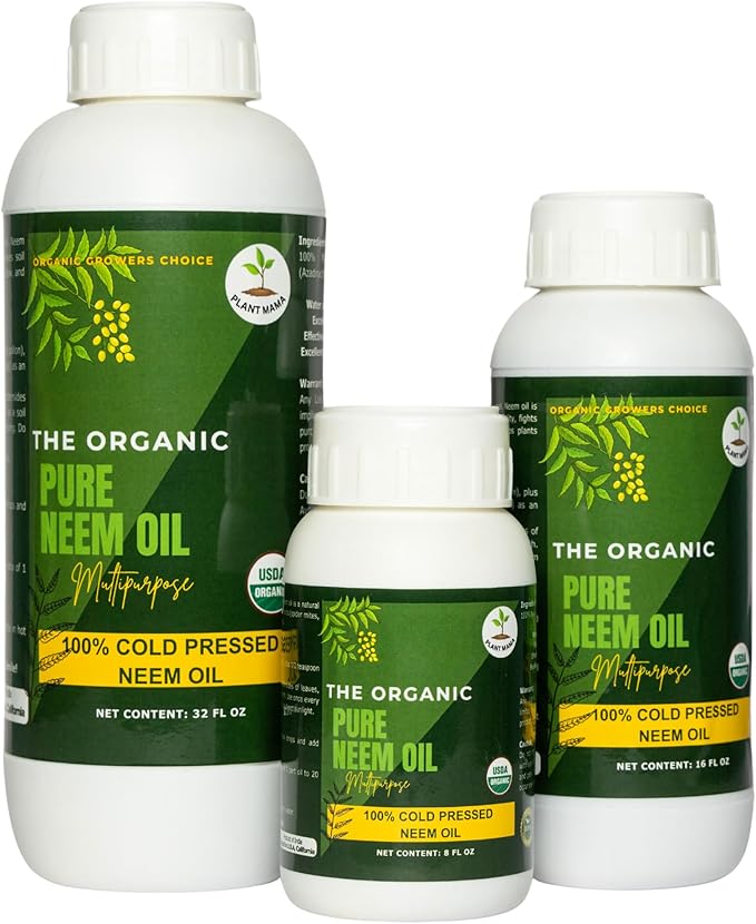 Organic 100% Cold Pressed Neem Oil (32 Fl Oz) - Pure Neem Oil for Hair Skin Nails Pets Indoor &amp Outdoor Plants &amp Garden - Unrefined All Natural Concentrated Multipurpose.