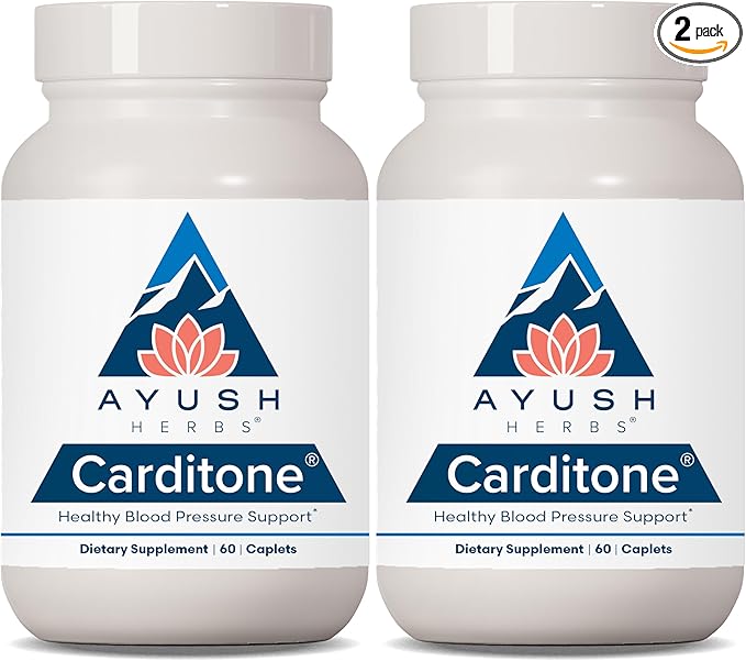 Ayush Herbs Carditone - Natural Heart Health Supplement for Women &amp Men BP Formula Holistic Heart Supplement with Rauwolfia Arjuna Calcium and Magnesium - 60 Vegetarian Caplets (2 Count)