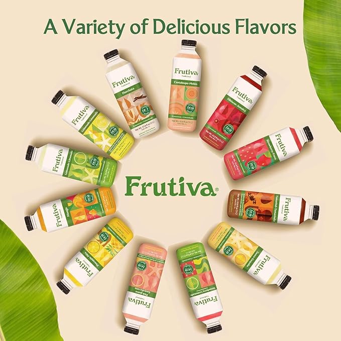 Frutiva Authentic Peach Drink Mix | Made in Mexico with Cane Sugar | Aguas Frescas Concentrate Makes 2.6 Gallons Per Bottle | No High Fructose Corn Syrup | Perfect for Drinks Desserts &amp More | 12