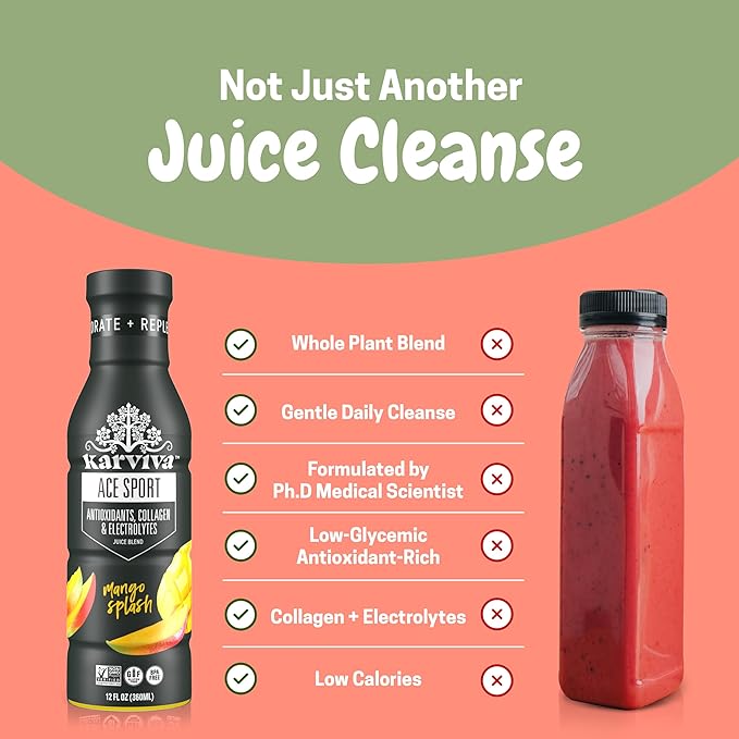 Karviva Organic Detox Juice Cleanse &amp Immunity Boost Ancient Remedies for Gentle Detox &amp Restore Digestion Prebiotics Vitamin C D &amp Marine Collagen Low-Sugar Gluten-Free 1 to 3 Day