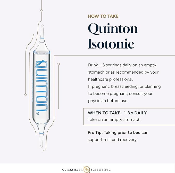 Quicksilver Scientific Original Quinton Isotonic Solution with Sea Water Minerals + Alpine Spring Water - Liquid Hydration Electrolyte + Multi Minerals Supplement (30 Single Serving Vials)