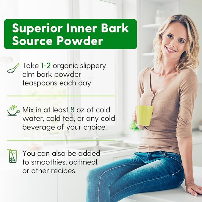 Slippery Elm Natural Herbs Slippery Elm Powder for Soothing Throat* &amp Digestive Diarrhea PH Balance Gut Health - with Superior Inner Bark Source 100% Pure &amp Vegan Non-GMO 1lb (349 Servi