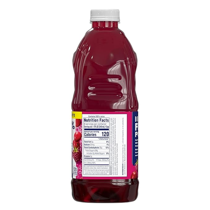 Ocean Spray® 100% Juice Cranberry Raspberry Juice Blend 64 Fl Oz Bottle (Pack of 8)