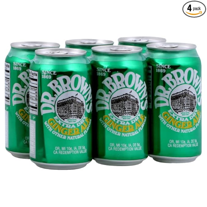 Dr. Brown Ginger Ale Soda 6 pack 12-ounces (Pack of4)