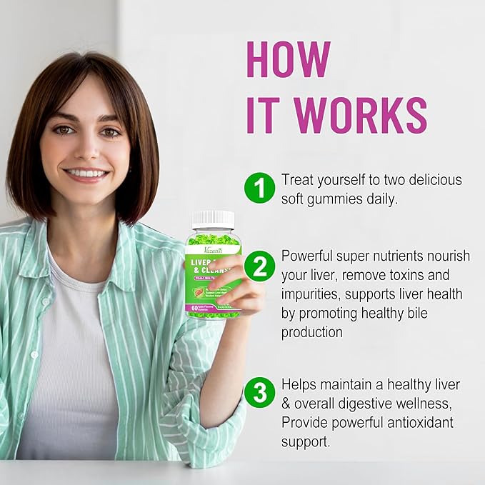 Liver Cleanse Detox Repair Gummies Milk Thistle Gummies with Artichoke Dandelion for Liver Support Vegan &amp Non-GMO Gelatin-Free Apple Flavor 120ct