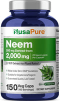 NusaPure Neem Leaf Root 10:1 Extract 200 mg Equivalent to 2000 mg 150 Veggie Capsules|Herbal Supplement|Non-GMO Vegan