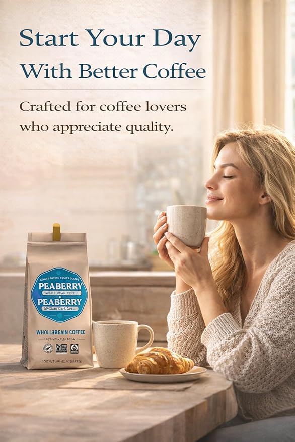 Hawaiian Peaberry Coffee Beans - Medium Dark Roast - 100% Kona Single Origin - Non-GMO Whole Bean Coffee - 16oz Premium Fresh Roasted