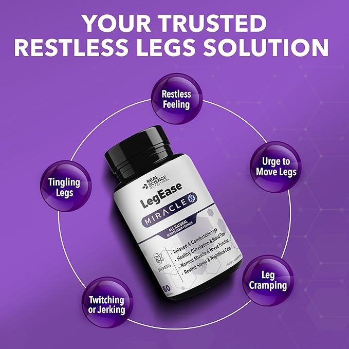 Real Science LegEase Miracle – All Natural Restless Legs Syndrome Relief &amp Leg Cramp Supplement with Vitamins C D K B6 B12 + Nitric Oxide Support – Sleep &amp Circulation Aid – Made in USA 6
