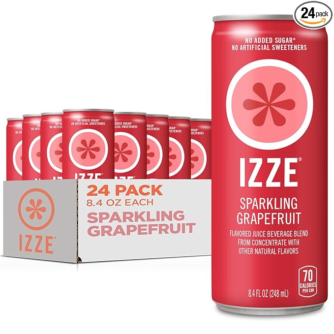 IZZE Sparkling Water Juice Beverage Blend Grapefruit No Sugar Added 8.4 FL OZ 24 Cans