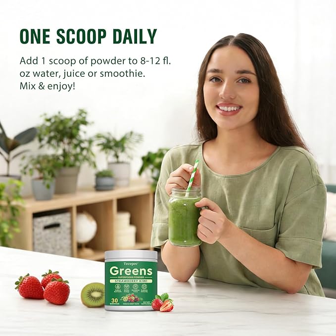 Super Greens Powder Superfood Greens Juice Drink Mix with Spirulina Chlorella Adaptogens &amp Fiber Digestive Enzymes Pre + Probiotics Supplement for Women &amp Men Bloating &amp Gut Health 3