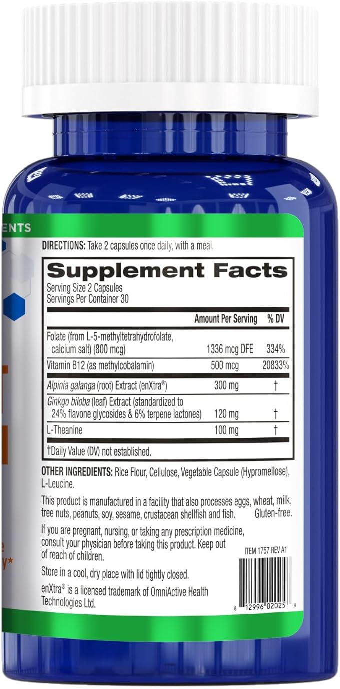 BioTrust Brain Bright – Daily Nootropic Boost for Focus Concentration Mental Clarity – Caffeine Free Nootropics Brain Support Supplement – Thai Ginger Ginkgo Folate L-Theanine – 30 Servings
