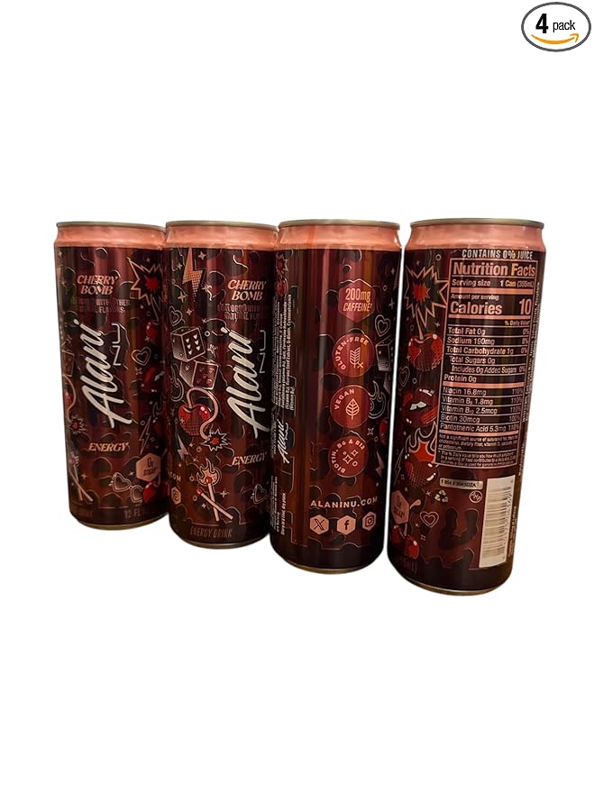 Energy Drinks Cherry Bomb Alani limited edition (4 Pack) 12 fl oz cans