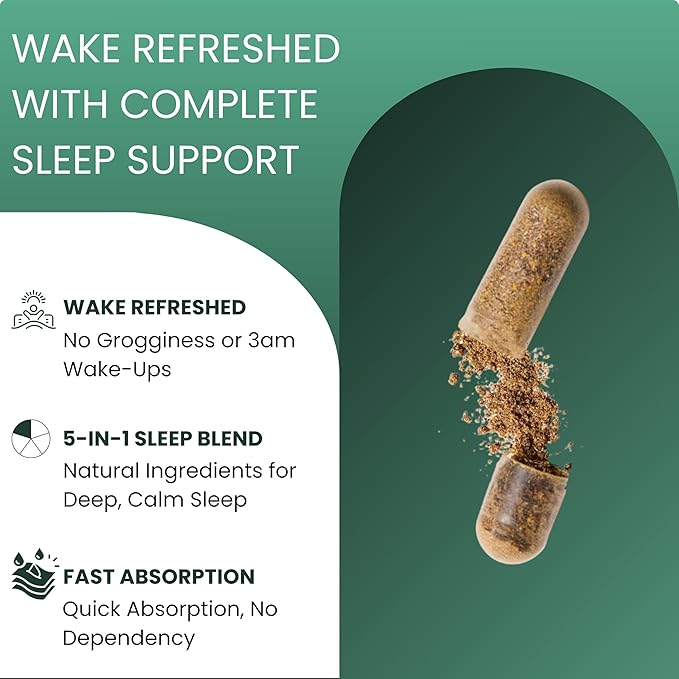JINTO Melatonin Sleep Capsules - Natural Sleep Aids for Adults with Melatonin 60mg and Magnesium Glycinate 58mg Sleep Aid with Passion Flower L Theanine Valerian Root 60 Capsules