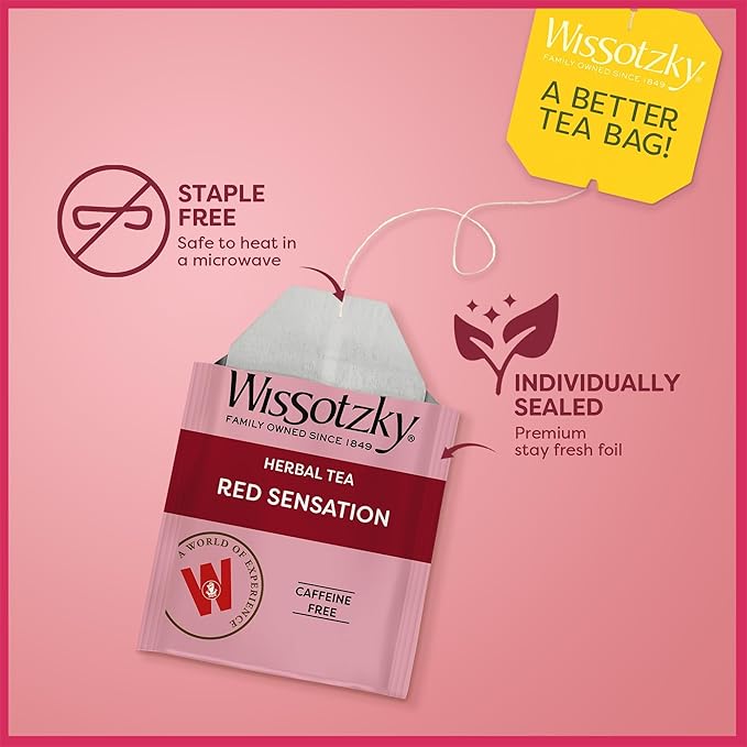Wissotzky Red Sensation | Hibiscus Herbal Tea (6 Pack - 120 Tea Bags) | Captivating Flavor | Caffeine Free Tea | Refreshing Blend