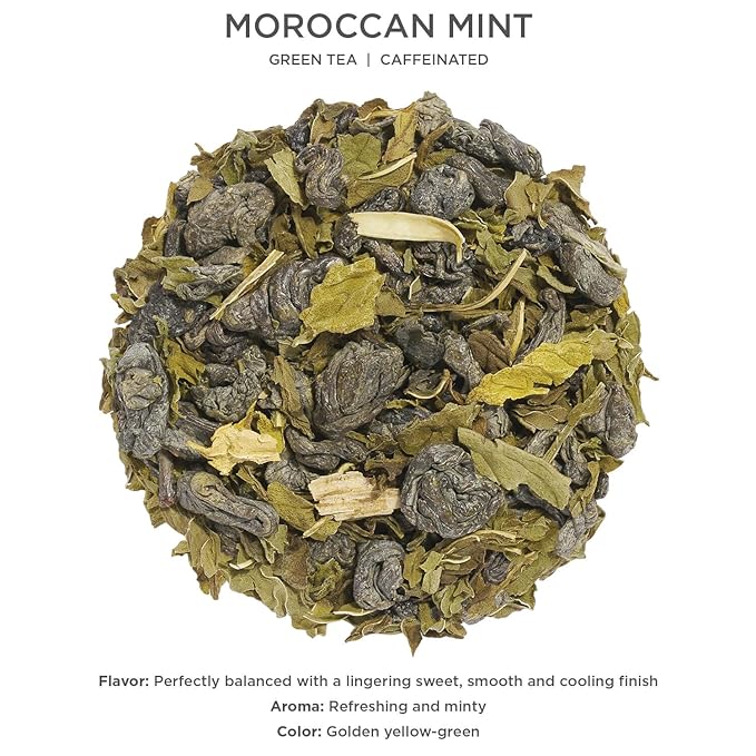 Tea Forte Moroccan Mint Premium Caffeinated Green Tea Blend Event Box Bulk Pack 40 Count 10 per tray Individually Wrapped Handcrafted Pyramid Infusers